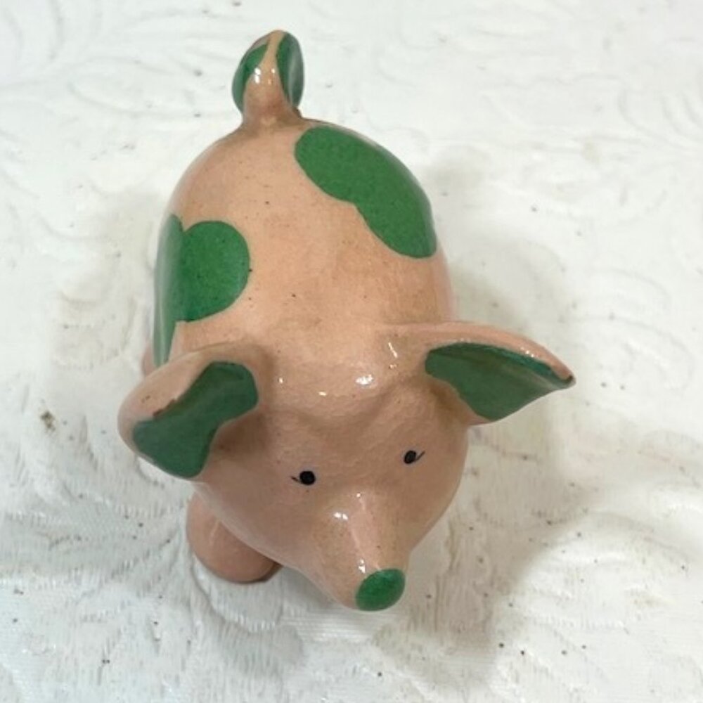 VTG Ceramic Cute Little Pig Figurine Hand Painted 2.25"x1.5"